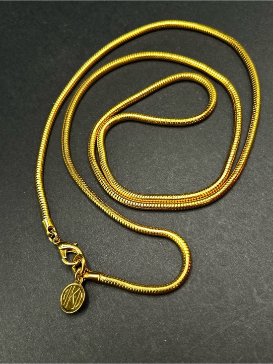 Anne Klein Jewelry - VTG Anne Klein Gold Tone Women's Snake Chain Necklace with Logo Charm Clasp 32”
